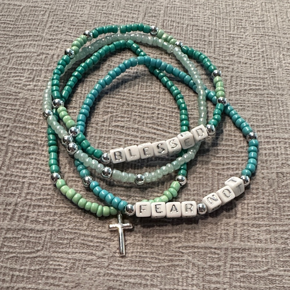 Faith Beaded Bracelet Set with Cross Charm